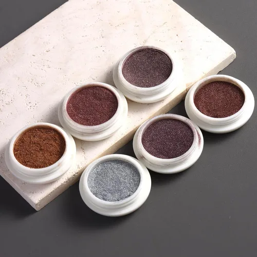 Vista 6 de Juego de polvo para uñas cromado marrón de 6 colores, polvo de pigmento cromado chocolate, cobre, bronce para uñas, efecto espejo metálico