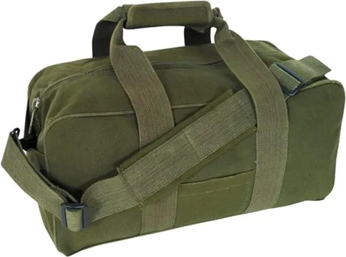 Vista 2 de FOX OUTDOOR PRODUCTS Bolsa de lona de algodón resistente Compartimento principal grande, parte inferior forrada de PVC, cremalleras de bobina
