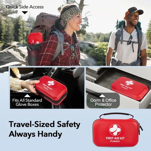 Vista 3 de Kit de primeros auxilios para automóvil, hogar, viajes, campamento, 350 piezas, estuche rígido compacto e impermeable, kits de supervivencia
