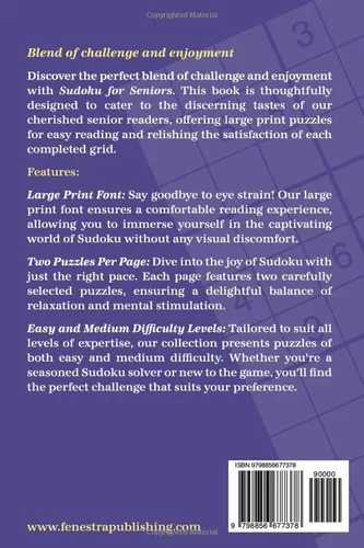 Vista 2 de Sudoku for Seniors 100 large print easy to medium sudoku puzzles with the solutions for elderly, seniors and adults
