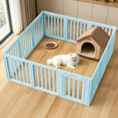 Vista 13 de Corralito para perros, corral transparente para perros, corral para perros en interiores, fácil de instalar y quitar, corralito para cachorros