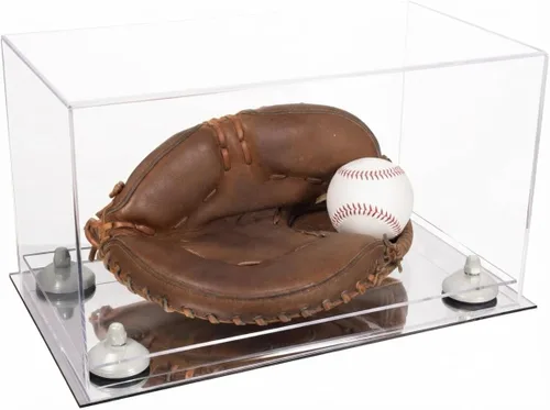 Vista 43 de Better Display Cases Vitrina de guantes de béisbol de acrílico transparente con elevadores negros (A011/V16)