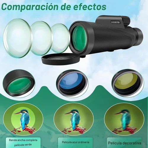 Vista 3 de Telescopio monocular de 8 x 42 – Grado militar, compacto, impermeable y a prueba de niebla, relleno de nitrógeno, óptica FMC con revestimiento