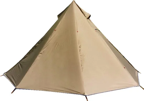 Vista 5 de Tienda caliente ultraligera para 2 personas Tipi con estufa ignífuga Jack para tubos de combustión con 2 puertas, marrón y verde