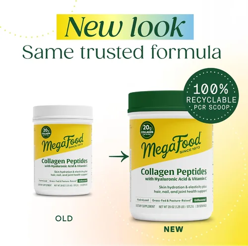 Vista 2 de MegaFood Péptidos de colágeno para mujeres y hombres – Polvo de colágeno sin sabor con ácido hialurónico y vitamina C – Apoya la piel, el cabello