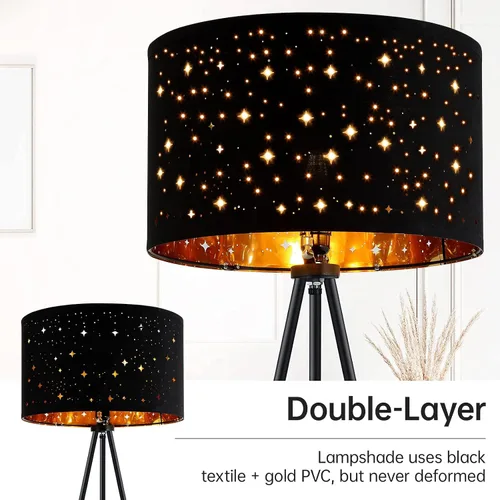 Vista 5 de Lámpara de pie, lámpara de pie con trípode, bombilla LED de 8W, pantalla decorativa, lámpara de pie estilo de mediados de siglo para sala de estar