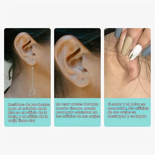 Vista 3 de Hilo limpiador de agujeros para aretes, juego de cuidado de oídos, 70 piezas desechables para piercings de cuidado posterior, línea de limpieza