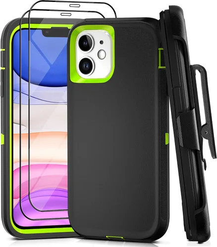 Vista 26 de Funda para iPhone 13 con 2 protectores de pantalla, resistente de grado militar, funda de cuerpo completo para hombres y mujeres (aguamarina + rosa)