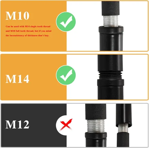 Vista 3 de KCO Lighting M14 - Varilla de extensión roscada de 7.89 pulgadas y 11.8 pulgadas, varillas de extensión negras, accesorios de iluminación, varillas