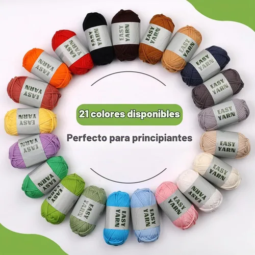 Vista 4 de 12x50g (1.43kg) Hilo de Ganchillo, Hilo para Tejer, 12x79.6m Mezcla de Algodón y Nylon Multicolor para Principiantes con Puntos Fáciles de Ver 12