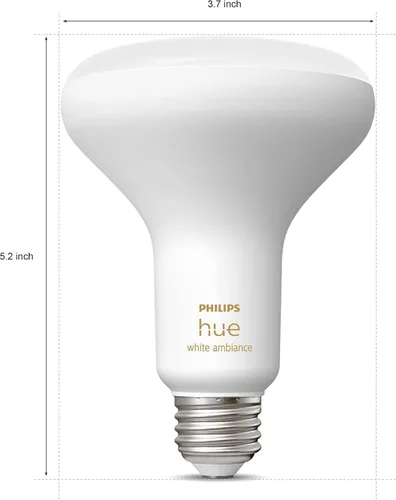 Vista 2 de Philips Hue Smart 85W BR30 Bombilla LED – Ambiente blanco cálido a frío – 1 paquete – 1200 lm – E26 – Interior – Uso con Hue App – Funciona