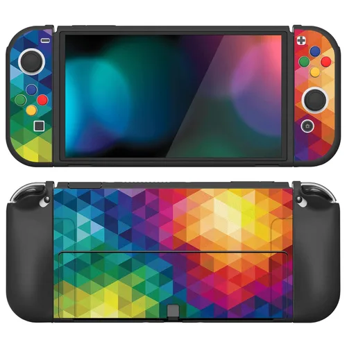 Vista 15 de PlayVital ZealProtect - Funda protectora suave para Nintendo Switch OLED, protector flexible Joycon Grip Cover para Nintendo Switch OLED con tapas