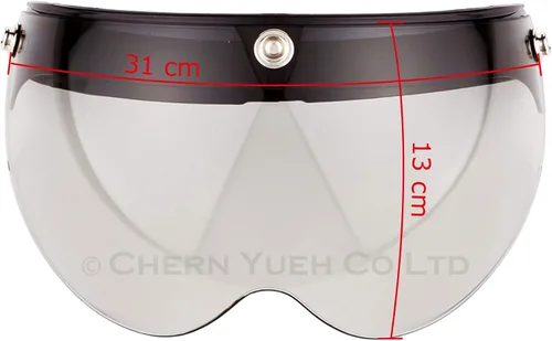 Vista 2 de Lente de visera abatible estilo piloto para cascos abiertos de motocicleta de 3 broches (ahumado claro)