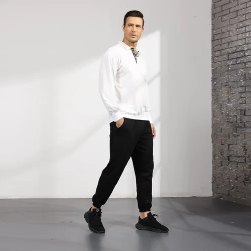 Vista 9 de Opomelo Men's Long Sleeve Pullover Polo Shirts-Casual Loose Fit Sweatshirts V Neck Tops