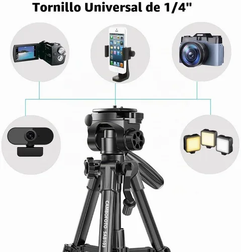 Vista 4 de CAMBOFOTO Trípode para cámara de 30", Trípode profesional de aluminio resistente para cámara sin espejo/DSLR/Teléfono celular/Videocámara