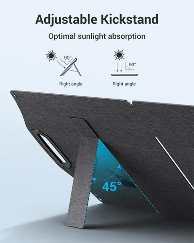 Vista 4 de BigBlue Panel Solar de 100W con USB-C (45W PD) + USB-A (Carga Rápida 18W) y Puertos MC-4, Resistente al Agua IP68, Accesorios Esenciales