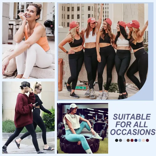 Vista 5 de FULLSOFT Paquete de 4 leggings con bolsillos para mujer, pantalones suaves de cintura alta con control de abdomen para entrenamiento y yoga
