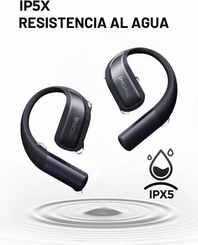 Vista 8 de 1MORE S70 - Auriculares abiertos con Bluetooth, inalámbricos y cómodos, para salir del oído, equilibrio AIR+, IPX5 impermeable, 40 horas de Negro