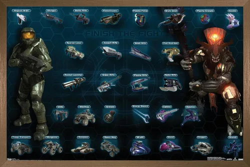 Vista 16 de Trends International Halo 3 - Chart - Póster de pared entera, 14.725 x 22.375 pulgadas, versión enmarcada de madera de granero Versión enmarcada