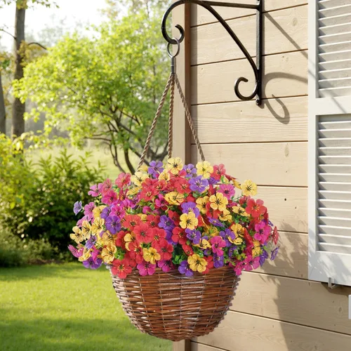 Vista 5 de Lifewit Flores artificiales para exteriores, 12 paquetes de flores falsas de plástico para decoración del jardín del hogar, plantas sintéticas
