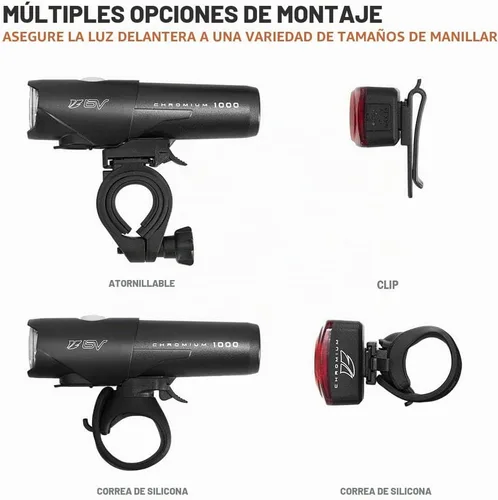 Vista 3 de Luces de Bicicleta BV, Super Brillantes con 5 Faros LED Delanteros y 3 Traseros, Luces de Bicicleta para Montar de Noche con Liberación Rápida, Set