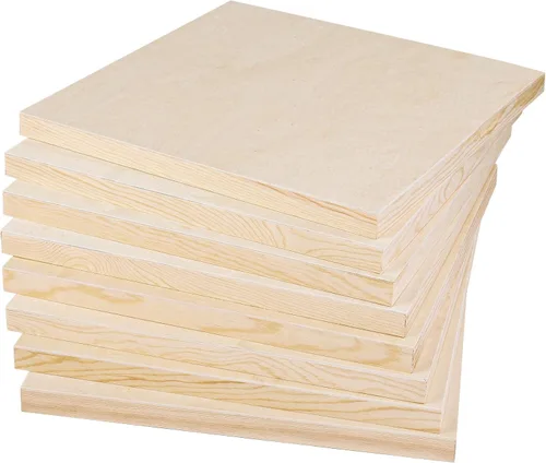 Vista 4 de ADXCO Paquete de 8 paneles de madera 12 x 12 pulgadas, paneles de lienzo de madera sin terminar, paneles de madera para pintar, verter, uso