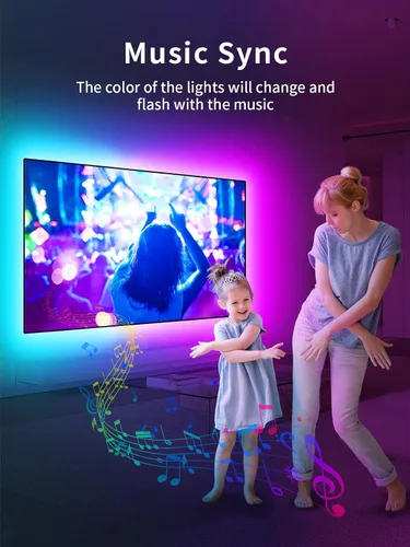 Vista 5 de KANTUTOE Retroiluminación LED para TV, luces LED de 9.84 pies para TV de 32 a 43 pulgadas, luces de TV RGB detrás con sincronización de música