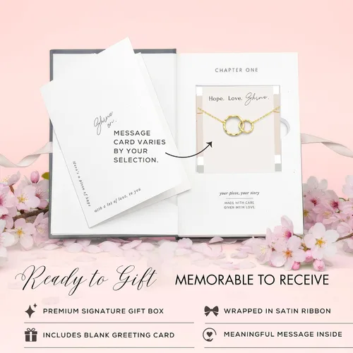 Vista 3 de HOPE LOVE SHINE Bonus Mother Wedding Day Message Card Gift - Yellow Gold Plated/Silver Plated Brass Necklace Present