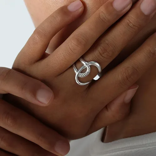 Vista 261 de Anillo de plata de ley 925, minimalista, ajustable, hecho a mano, para mujeres y niñas