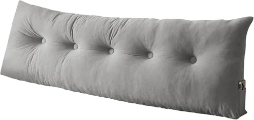 Vista 8 de Almohada para cabecero de cama enrollable, almohada de respaldo de cuña para sentarse en la cama con bolsillo lateral, almohada de lectura