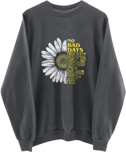 Vista 2 de ZJHANHGKK Sudaderas de talla grande para mujer, cuello redondo, camisas de algodón suave, manga larga, cómodas, sin capucha, estilo vintage