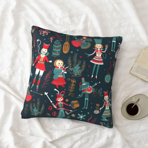 Vista 5 de Fundas de almohada decorativas de 20 x 20 pulgadas, fundas de almohada de doble cara para sofá de mujer, cascanueces de ballet, Navidad, baile
