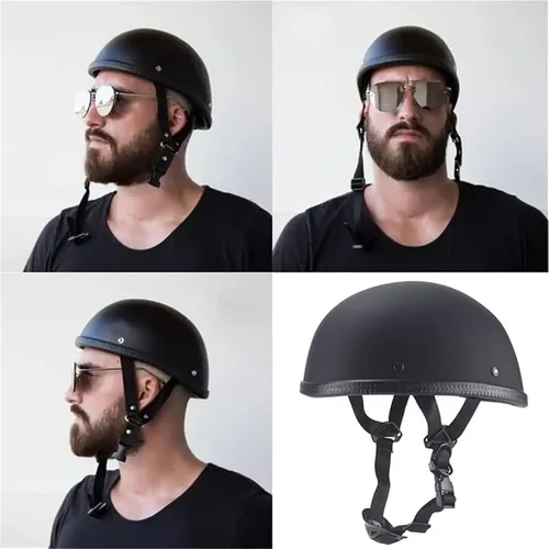 Vista 6 de Casco pequeño y ligero ultrafino para motocicleta, aprobado por DOT, de perfil bajo, para hombres y mujeres, casco de motocicleta alemán retro