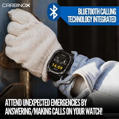 Vista 4 de CARBINOX Vortex - Reloj inteligente con cargador, resistente rastreador de fitness IP69K resistente al agua, compatible con teléfonos Android e iOS