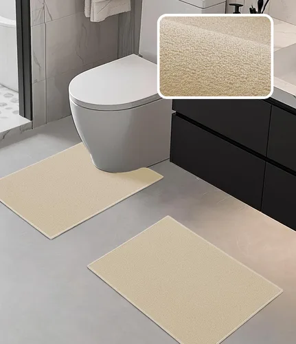 Vista 9 de YIHOUSE Juego de alfombras de baño 2 piezas, tapete de baño ultrafino adecuado para debajo de la puerta, tapete de baño absorbente de secado rápido