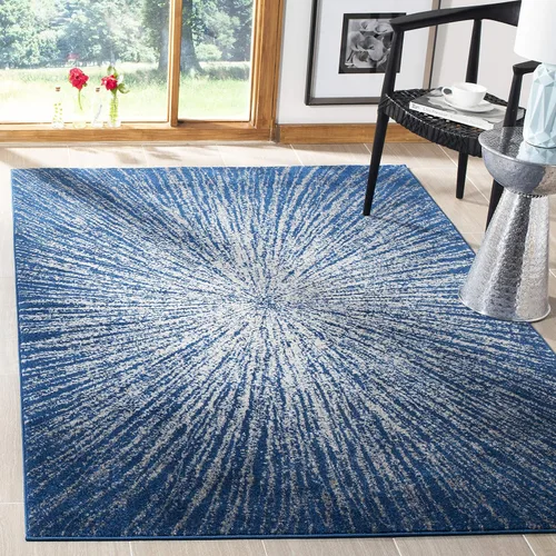 Vista 18 de SAFAVIEH Evoke Collection EVK228J - Alfombra abstracta de estallido de 2'2" x 4', color aguamarina/marfil, no desprende pelusa, alfombra de acento