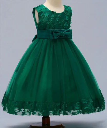 Vista 3 de WEONEDREAM Vestido de encaje elegante para niñas, para bodas, princesas o fiestas