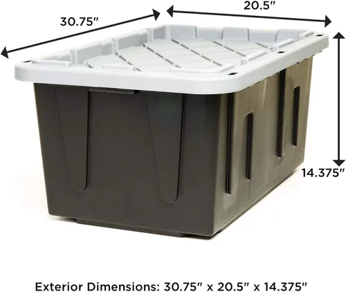 Vista 5 de 4427EBKDC.02 Caja de plástico reciclado resistente, contenedor de almacenamiento, 27 galones, negro, 2