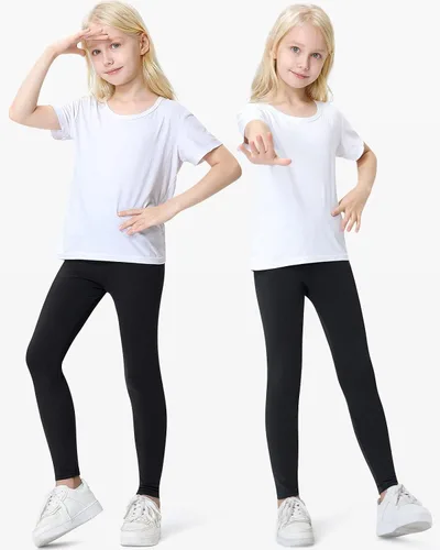 Vista 2 de Domee Girls Cotton Leggings Full Length Solid Pants Pack of 3