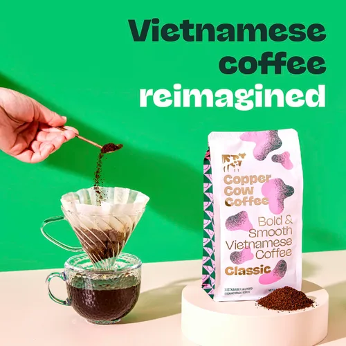Vista 6 de Copper Cow Café vietnamita molido prémium, 10 OZ Café negro clásico Tostado oscuro Café vietnamita