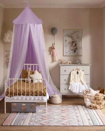 Vista 6 de Dosel de cama con luces de estrella, dosel de doble capa para cama, tienda de campaña de princesa para habitación de niñas, cortina de dosel