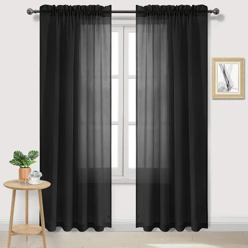 Vista 24 de DWCN Cortinas Transparentes Aqua de Voile Semitransparente con Bolsillo para Barra para Dormitorio y Sala de Estar, 36 x 36 pulgadas de Largo, Juego