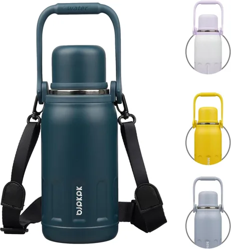 Vista 36 de BJPKPK - Botellas de agua termoaisladas de 27 onzas con tapa y asa de transporte, botellas de agua de acero inoxidable libres de BPA para la Verde