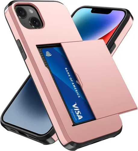 Vista 91 de Qinmay Funda compatible con iPhone 7 Plus/8 Plus con tarjetero, doble capa a prueba de golpes, funda protectora resistente con ranura oculta Negro