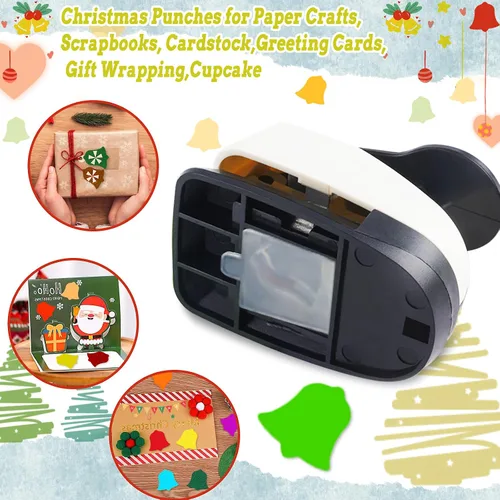 Vista 3 de Perforadora de Navidad de 1 pulgada, Perforadora de Campana para Manualidades de Papel, perforadora con forma de campana para manualidades