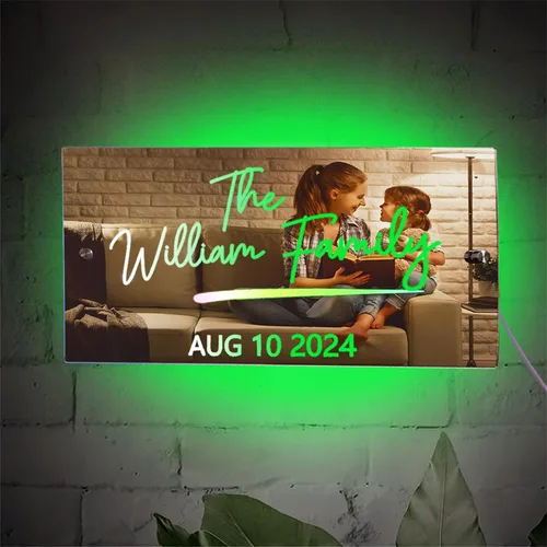 Vista 22 de Espejo de barra de nombre LED personalizado, letreros de neón iluminados para decoración de pared para bar en casa, día de San Valentín y regalos