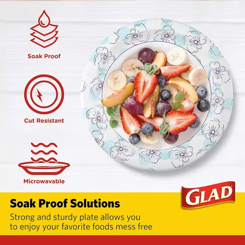 Vista 3 de Glad - Platos de papel desechables cuadrados para todas las ocasiones