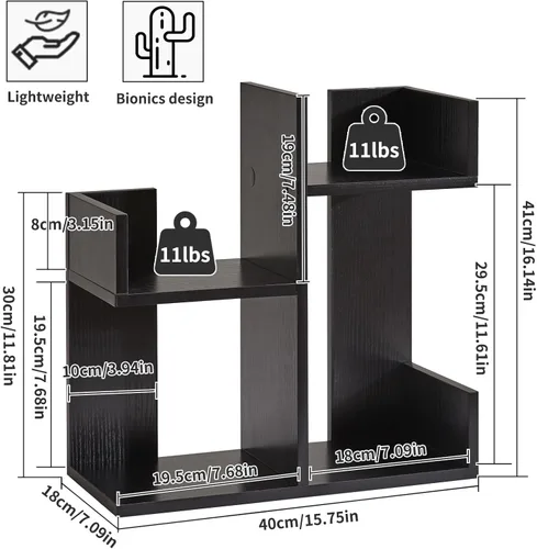 Vista 3 de Aibiju Organizador de libros para escritorio, bonita organización de escritorio, estantería de árbol, estantería única para guardería, extremos