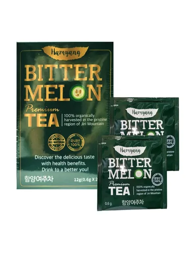 Vista 2 de Hamyang Paquete de 3 bolsitas de té de melón amargo 100% natural (60 bolsitas de té en total)