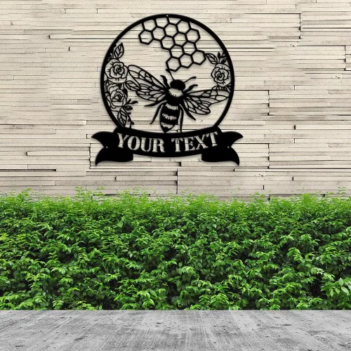 Vista 8 de MeMate Letrero de jardín para personalizar, letrero de granja de abejas, letrero de metal con nombre personalizado para amantes de las abejas
